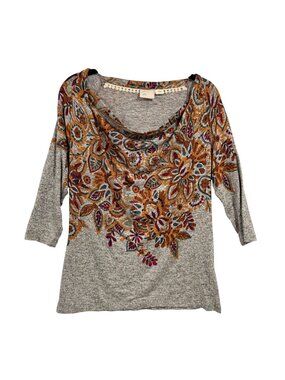 Anthropologie Postmark Jacaranda Knit Floral Cowl Neck Sweater Size M